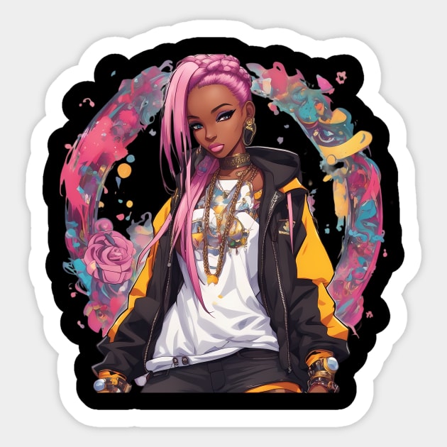 Hip Hop Girl Sticker by animegirlnft